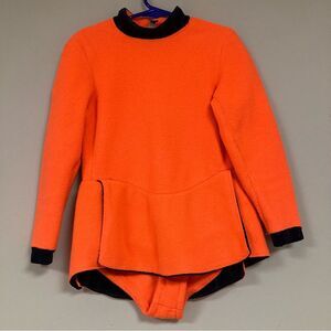 Neon Orange Figure Skating Leotard Girl 8-10 Fleece Practice Costume Performance